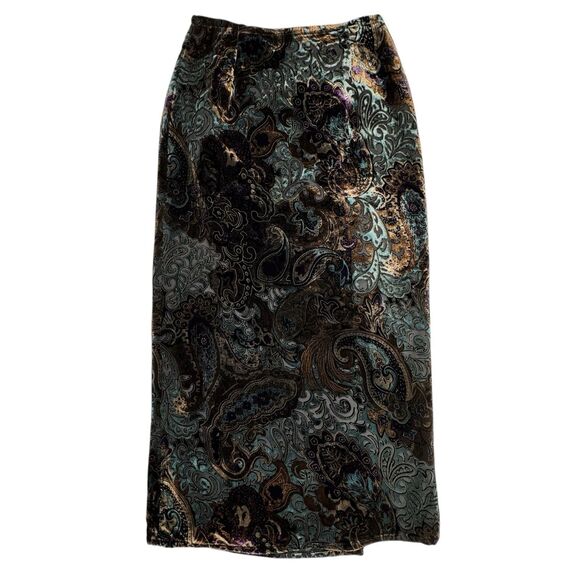 Tasha Polizzi Velvet Burnout Maxi Wrap Skirt M Western Fairy Whimsigoth Paisley - Picture 3 of 11